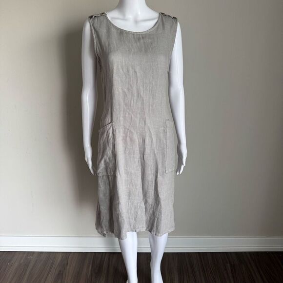 Terzo Millenio Made In Italy 100% Linen Dress Size L - Picture 5 of 8